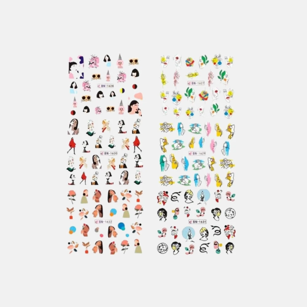 Stickers Al Agua Decoración Uñas Pack 12 Diseños 2 Stickers Al Agua Decoración Uñas Pack 12 Diseños - Imagen 2